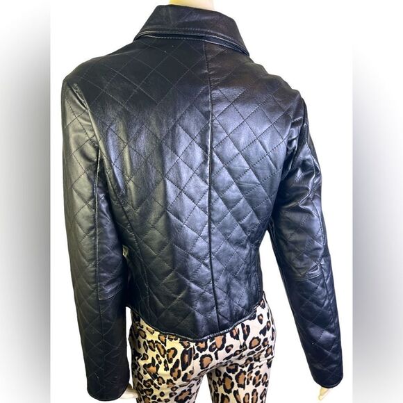 Margaret Godfrey Black Leather Jacket w/4 Button Closure Excellent Condition SzM - Picture 4 of 4